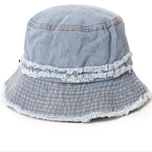 David and Young Denim Distressed Bucket with Frayed Edge